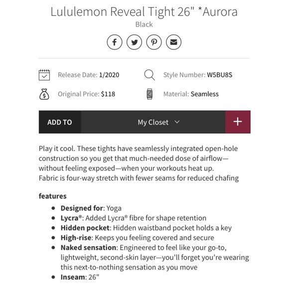 Lululemon high rise reveal tights black 4 - Picture 5 of 10
